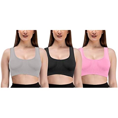 Women’s Non-Padded, Non-Wired Cotton & Nylon Sports Bra – Combo of 3 for Everyday Comfort